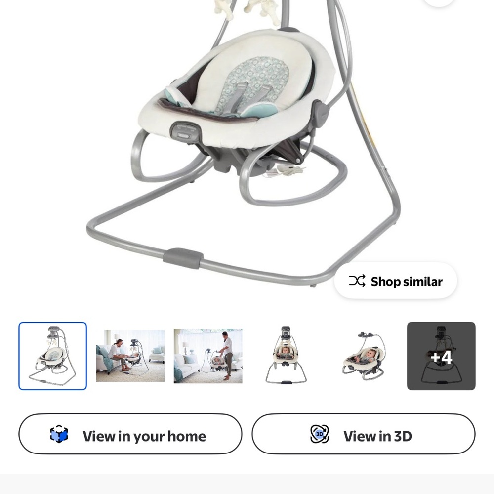 Deluxe Baby Swing with Gray and Cream Accents
